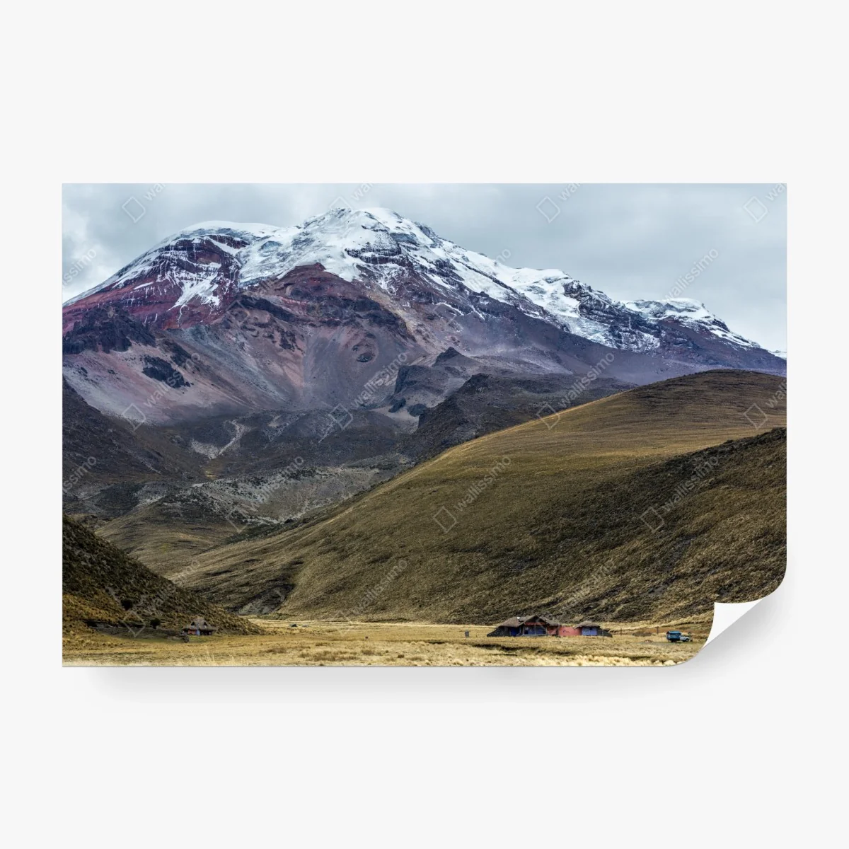 Fotomural paisaje montañoso nevado con valle dorado – Pixers® Fotomural paisaje montañoso nevado con valle dorado – Pixers®