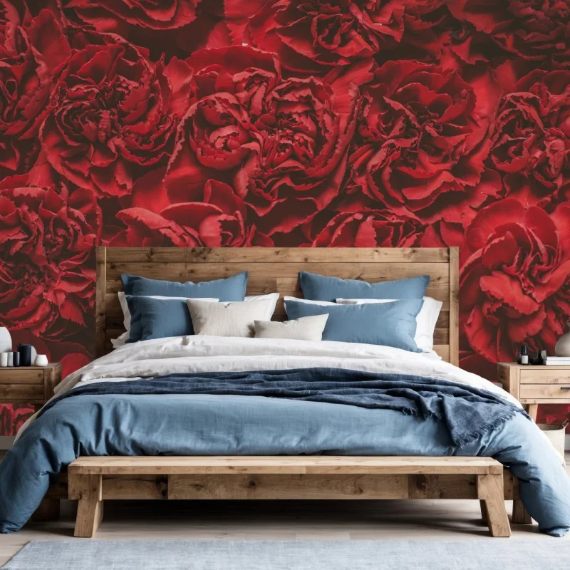 Fotomural claveles rojos efecto retro para decoración