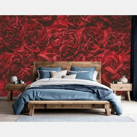 Fotomural claveles rojos efecto retro para decoración – Pixers®