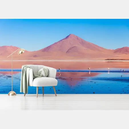 Fotomural panorámica de Laguna Colorada con flamencos – Pixers®