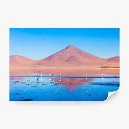 Fotomural panorámica de Laguna Colorada con flamencos – Pixers®
