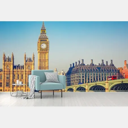 Fotomural amanecer en Londres: Big Ben y puente de Westminster – Pixers®