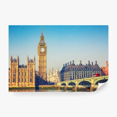 Fotomural amanecer en Londres: Big Ben y puente de Westminster – Pixers®
