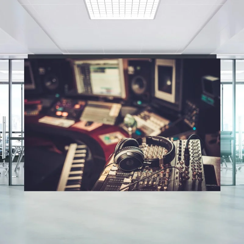 Fotomural consola de estudio con auriculares