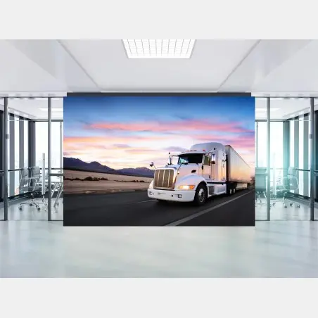 Fotomural camión en carretera al atardecer – Pixers®