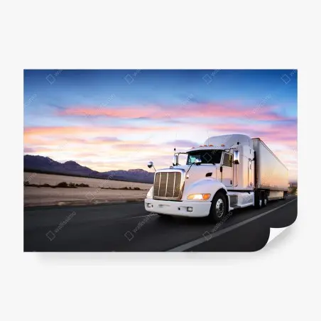 Fotomural camión en carretera al atardecer – Pixers®