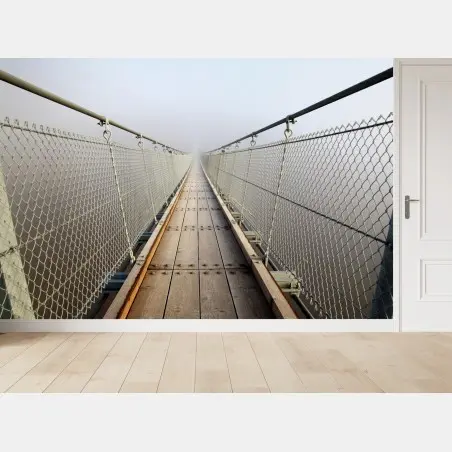 Fotomural puente colgante entre la niebla – Pixers®
