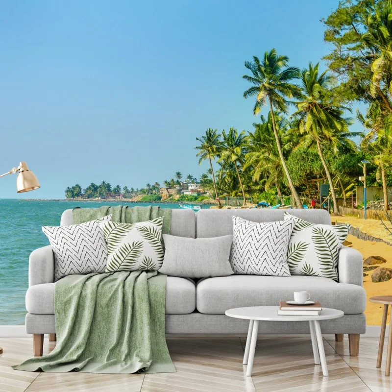 Fotomural playa tropical con palmeras y barcas – Pixers® Fotomural playa tropical con palmeras y barcas – Pixers®