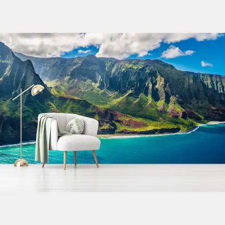 Fotomural paisaje costero de acantilados y agua turquesa – Pixers®