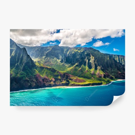 Fotomural paisaje costero de acantilados y agua turquesa – Pixers®