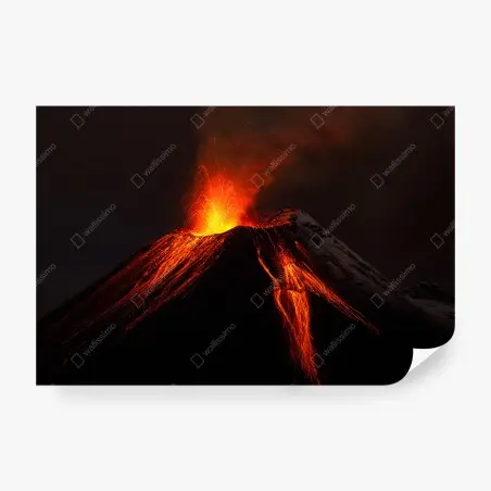Fotomural erupción volcánica nocturna – Pixers®
