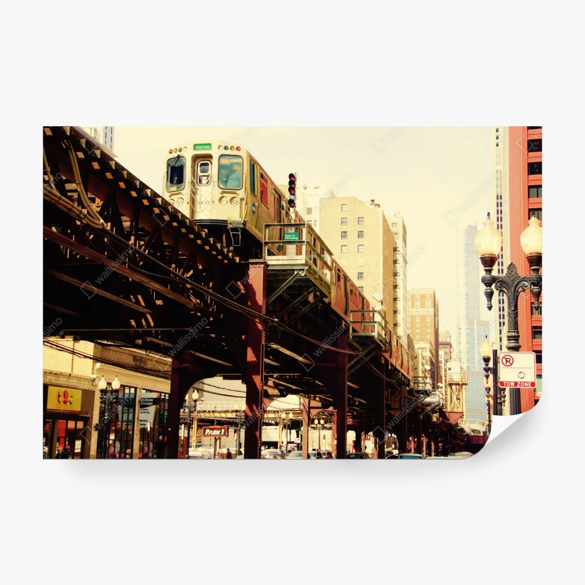 Fotomural vibrante escena urbana con tren elevado en Chicago – Pixers® Fotomural vibrante escena urbana con tren elevado en Chicago – Pixers®