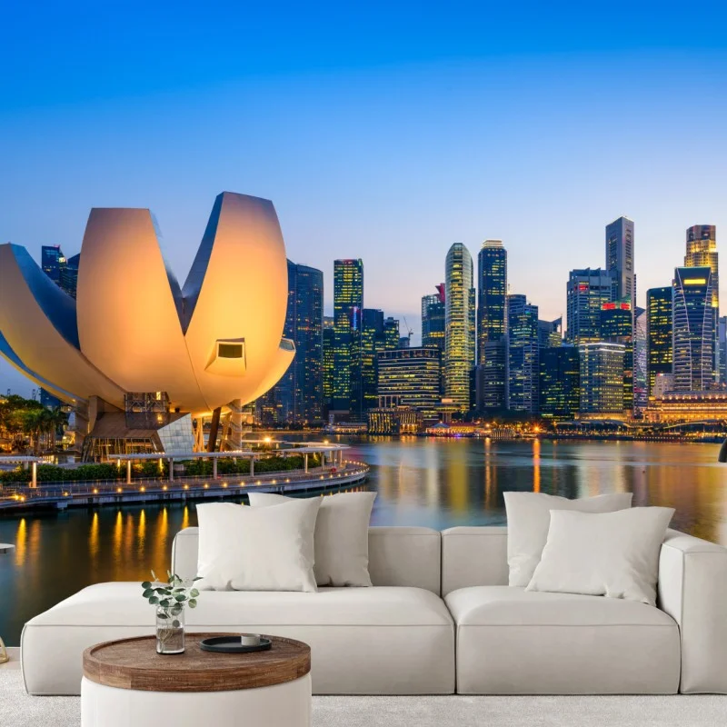 Fotomural crepúsculo sobre Marina Bay, Singapur