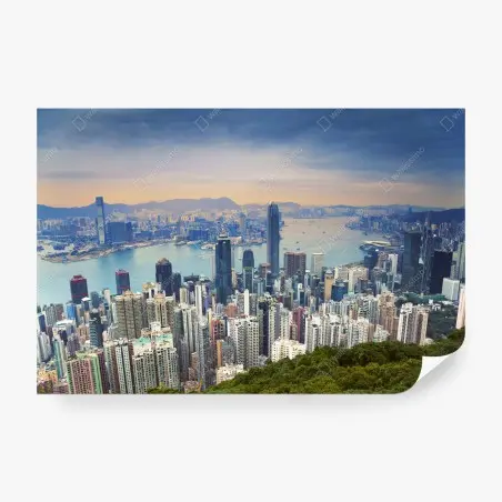 Fotomural panorámica de Hong Kong al atardecer – Pixers®