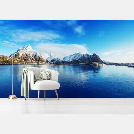 Fotomural paisaje invernal en Reine, Islas Lofoten – Pixers®