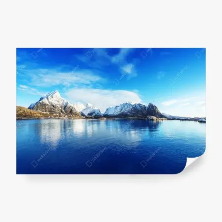 Fotomural paisaje invernal en Reine, Islas Lofoten – Pixers®