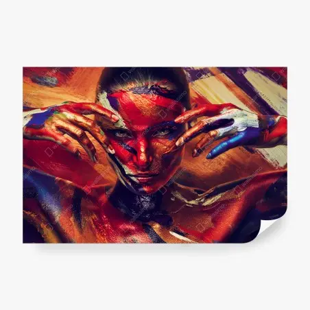 Fotomural rostro pintado: arte corporal en colores vibrantes – Pixers®