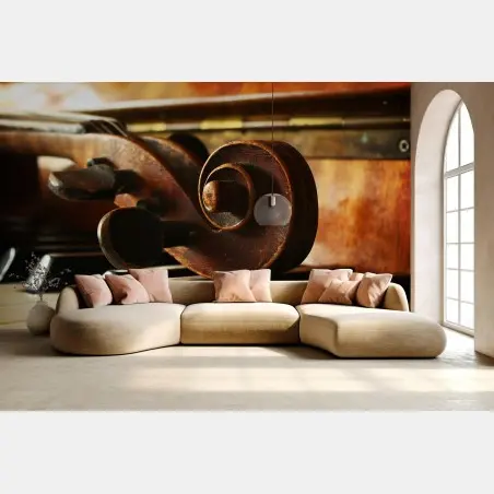 Fotomural contrastes musicales: detalle de violín sobre piano – Pixers®