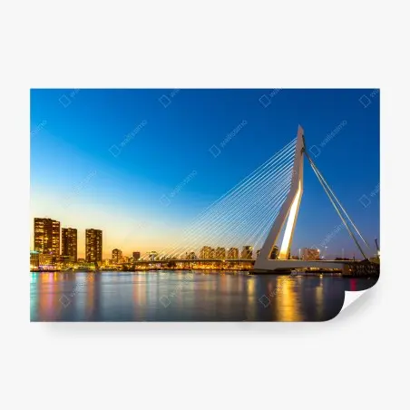 Fotomural atardecer sobre el puente Erasmus en Rotterdam – Pixers®