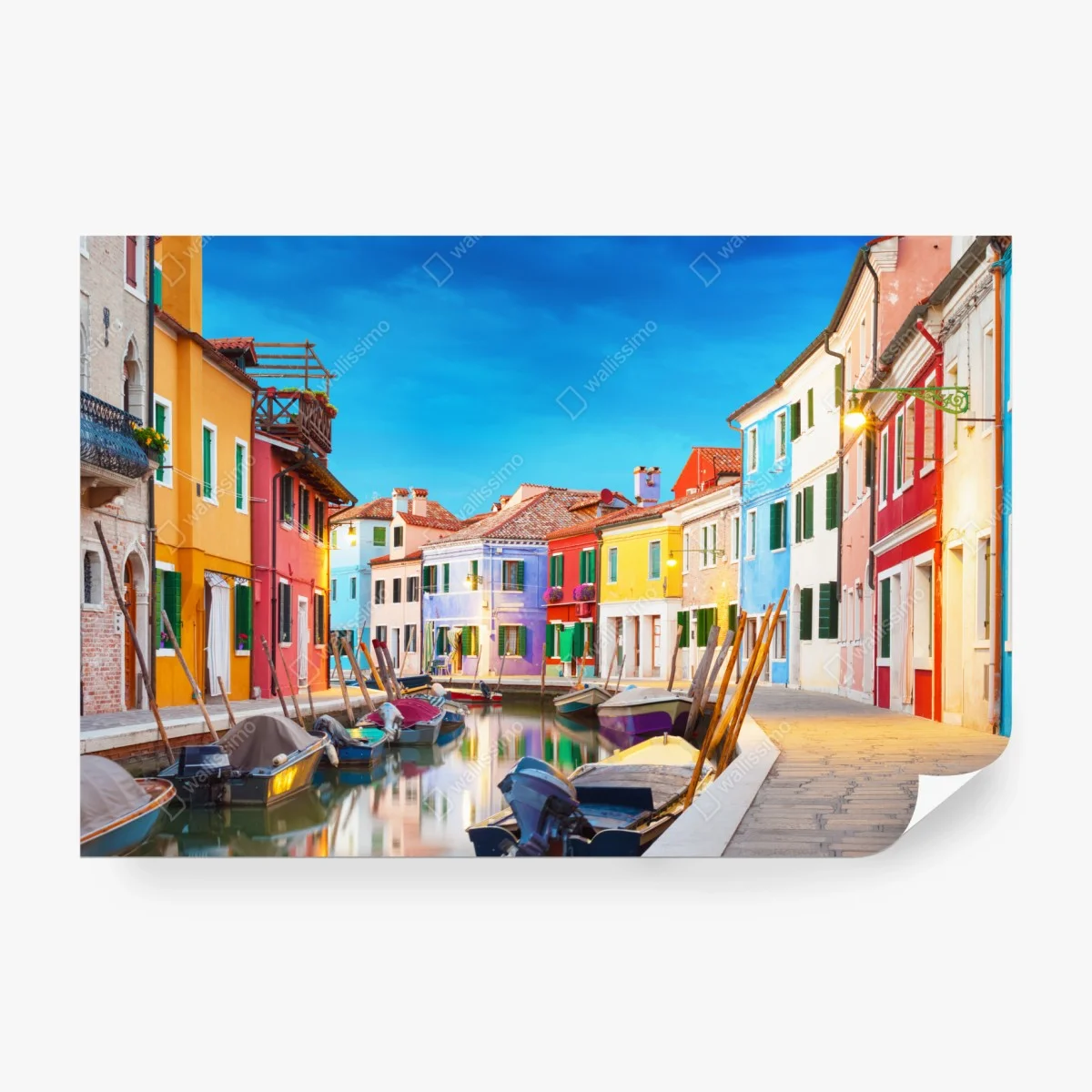 Fotomural vibrante escena de las casas de Burano en Venecia – Pixers®