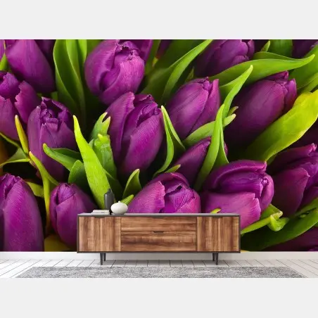 Fotomural ramo de tulipanes morados en primer plano – Pixers®