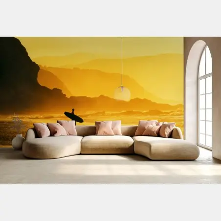 Fotomural atardecer dorado en la costa – Pixers®