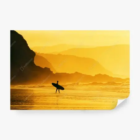 Fotomural atardecer dorado en la costa – Pixers®