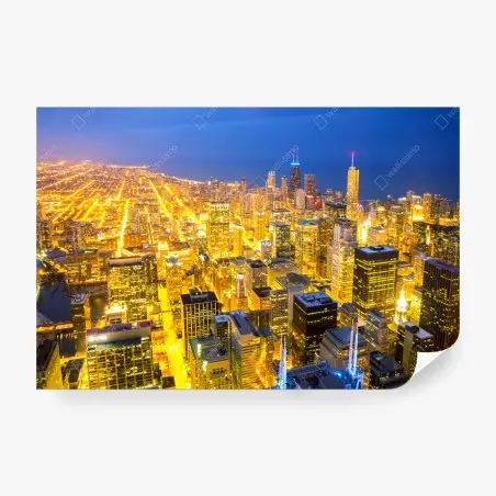 Fotomural impresionante vista nocturna de Chicago – Pixers®