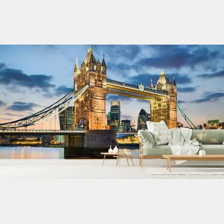 Fotomural vista nocturna del Puente de la Torre en Londres – Pixers®