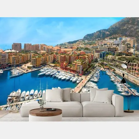 Fotomural vista panorámica del puerto de Mónaco – Pixers®