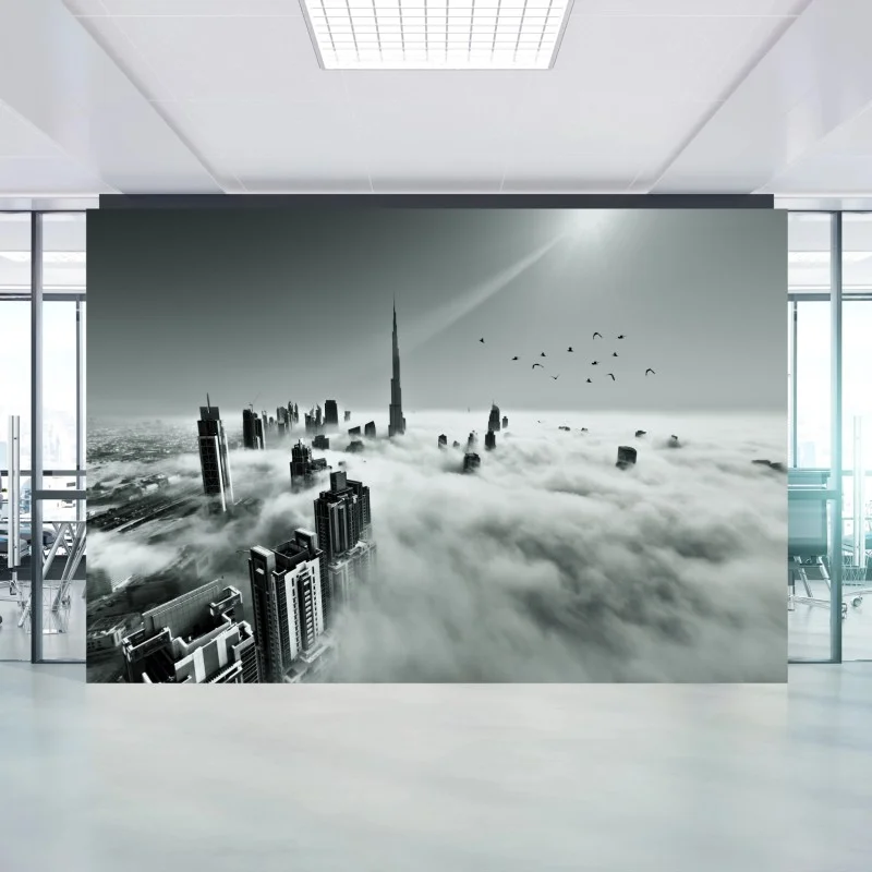 Fotomural rascacielos de Dubai entre las nubes