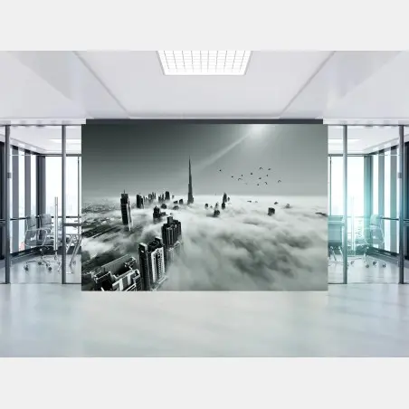 Fotomural rascacielos de Dubai entre las nubes – Pixers®