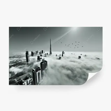Fotomural rascacielos de Dubai entre las nubes – Pixers®