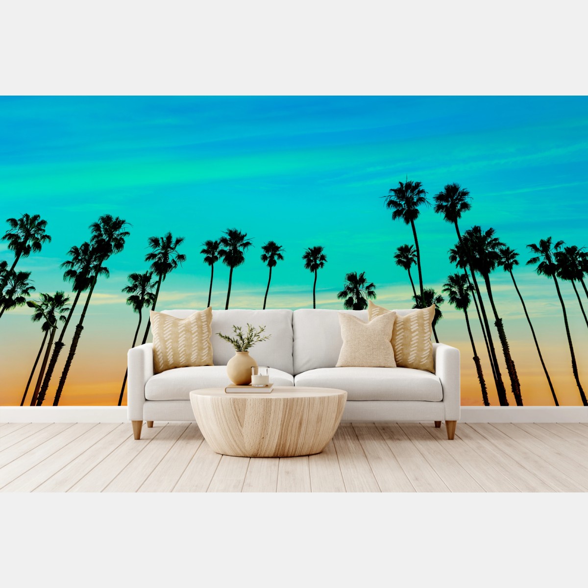 Fotomural atardecer en Santa Barbara con palmeras – Pixers®