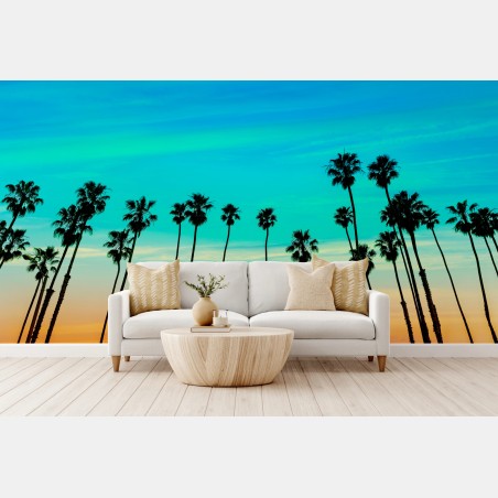 Fotomural atardecer en Santa Barbara con palmeras – Pixers®