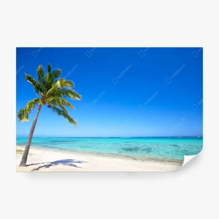 Fotomural paraíso tropical con palmera junto al mar – Pixers®