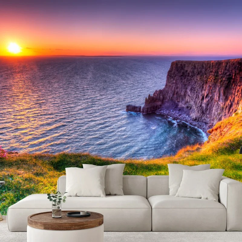 Fotomural acantilado al atardecer sobre el mar