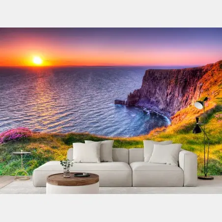Fotomural acantilado al atardecer sobre el mar – Pixers®
