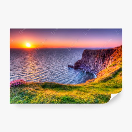 Fotomural acantilado al atardecer sobre el mar – Pixers®