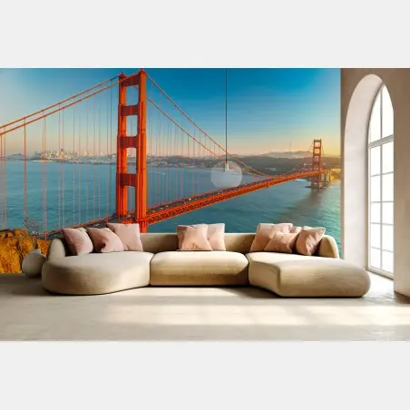 Fotomural amanecer sobre Golden Gate: vista panorámica de San Francisco – Pixers®