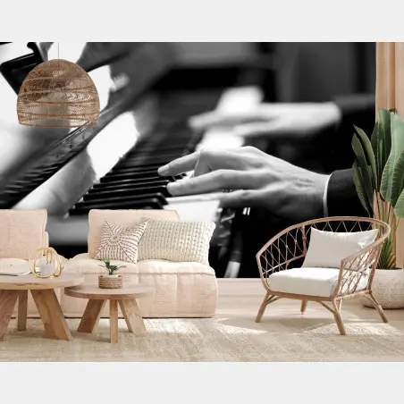 Fotomural manos al piano en blanco y negro – Pixers®