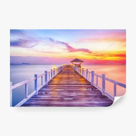 Fotomural muelle al atardecer con cielo colorido – Pixers®