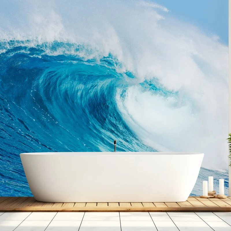 Fotomural ola oceánica azul en movimiento