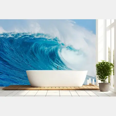 Fotomural ola oceánica azul en movimiento – Pixers®