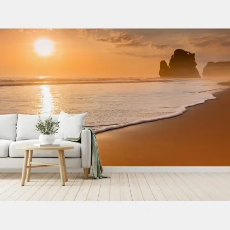 Fotomural atardecer dorado en la playa – Pixers®