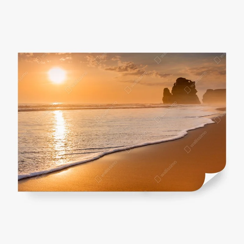 Fotomural atardecer dorado en la playa