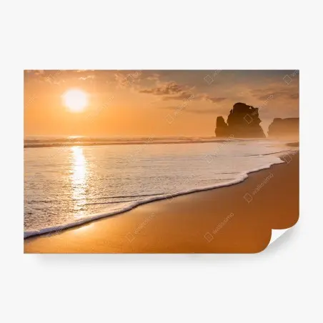 Fotomural atardecer dorado en la playa – Pixers®