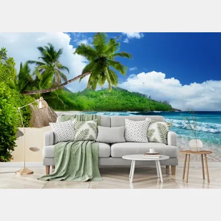 Fotomural playa tropical de Mahé, Seychelles – Pixers®