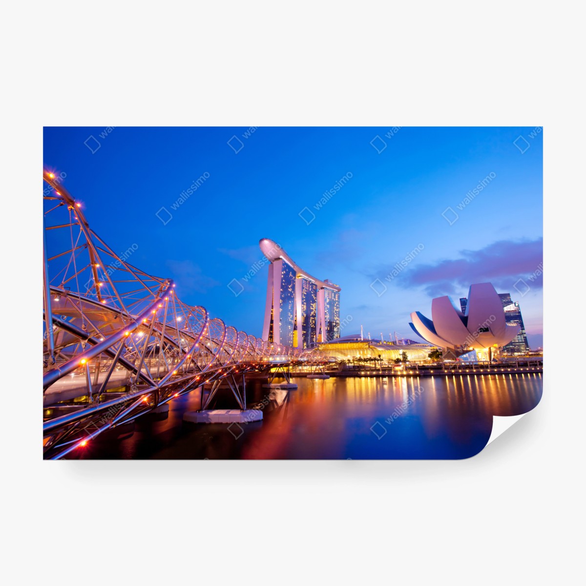 Fotomural vistas nocturnas en Marina Bay, Singapur – Pixers®