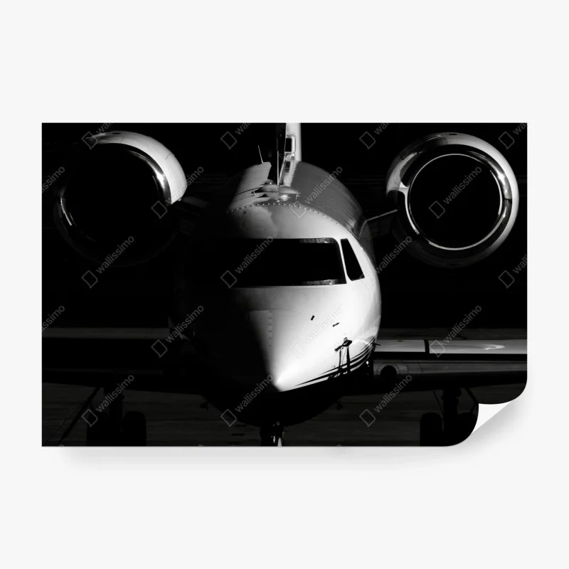 Fotomural avión privado en primer plano en blanco y negro